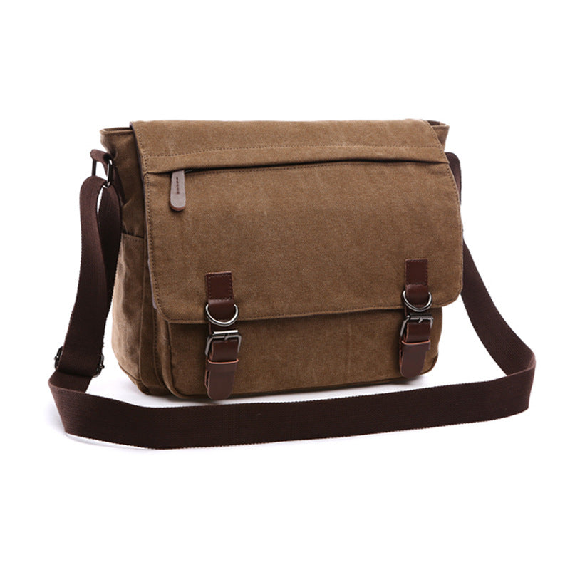 Men's Korean Style Trendy Computer Neutral Canvas Men's Shoulder Bags
