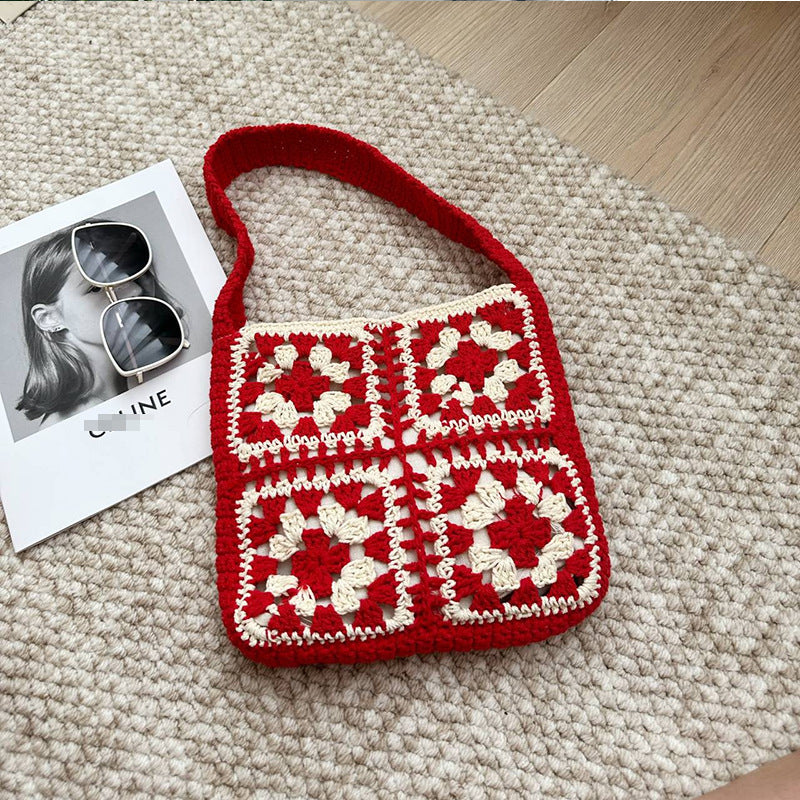 Women's Ethnic Style Crochet Woven Fashion Woolen Shoulder Bags