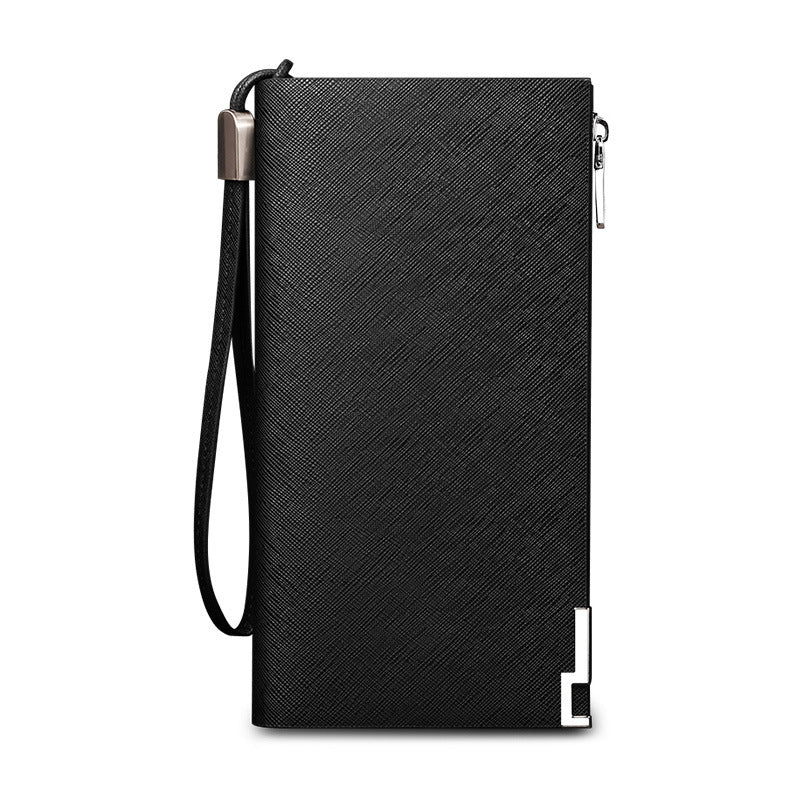 Men's Paul Long Genuine Leather Cowhide Zipper Card Holder