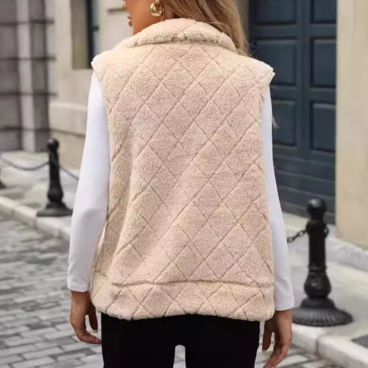 Women's Flash Veet Zipper Loose Diamond Lattice Vests
