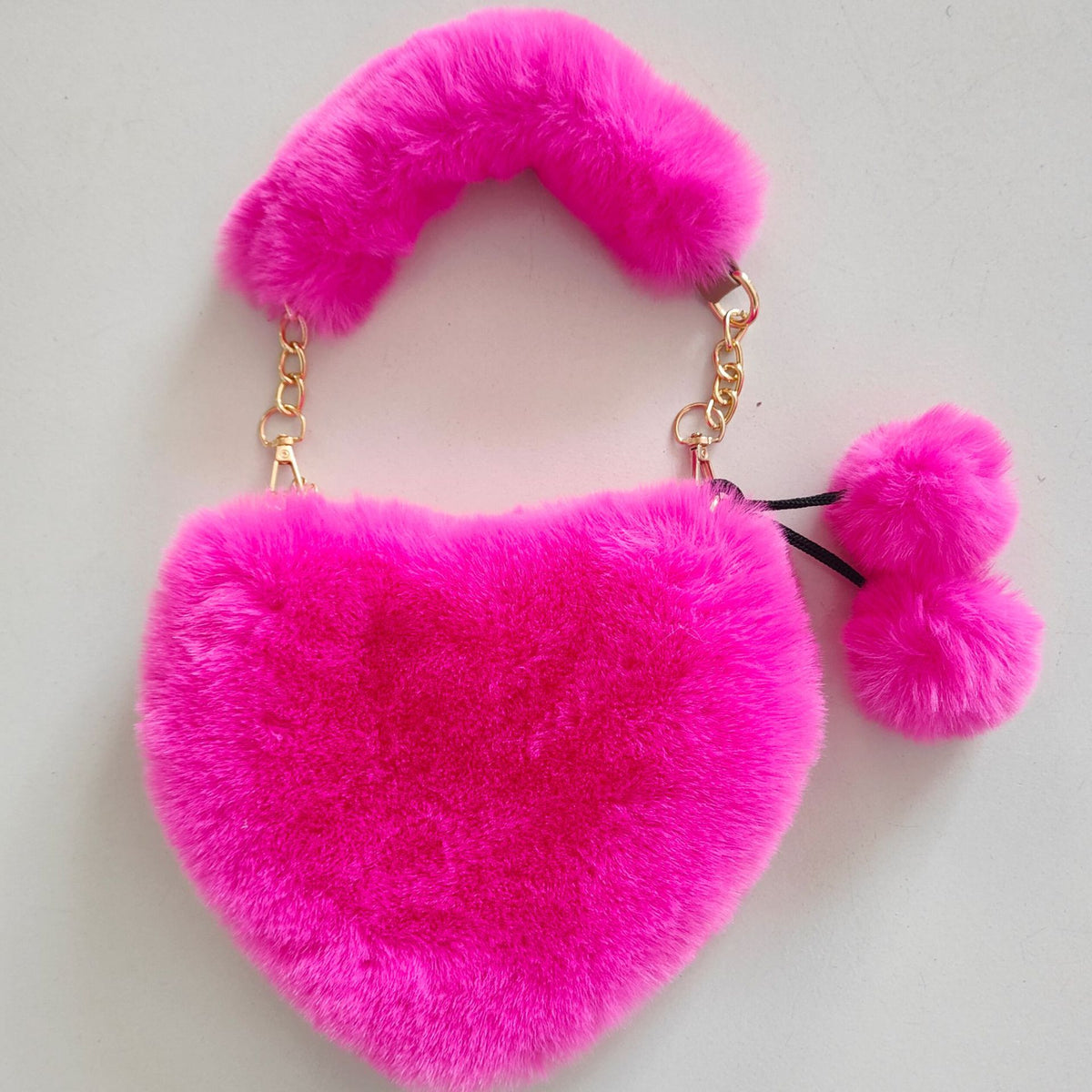 Women's Plush Heart Chain Portable Imitation Rabbit Fur Women's Shoulder Bag