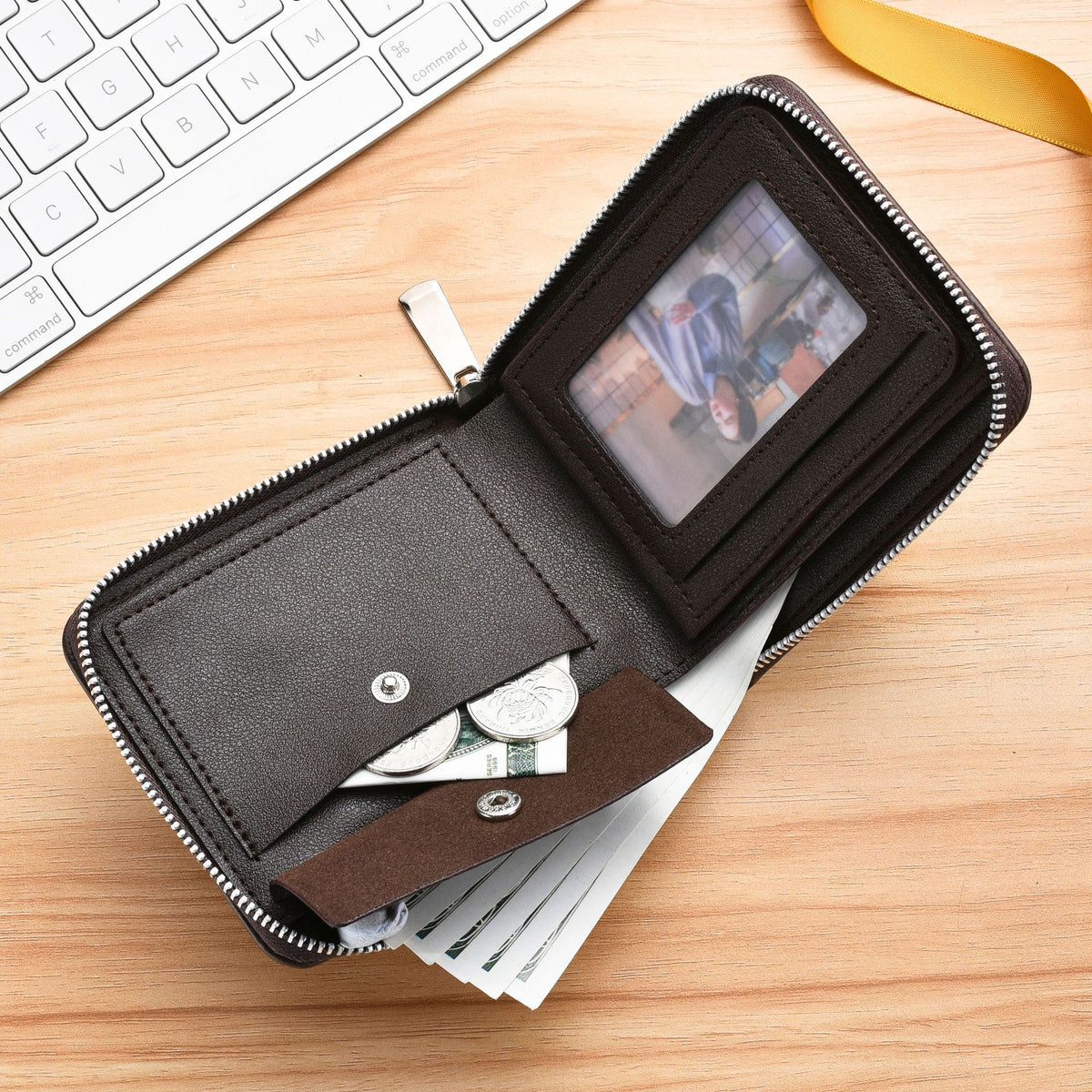 Fashion Men's Zipper Retro Short Horizontal Men's Wallets