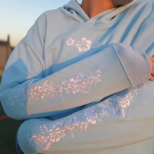 Embroidery Hooded Pullover Long Sleeve Casual Sweaters