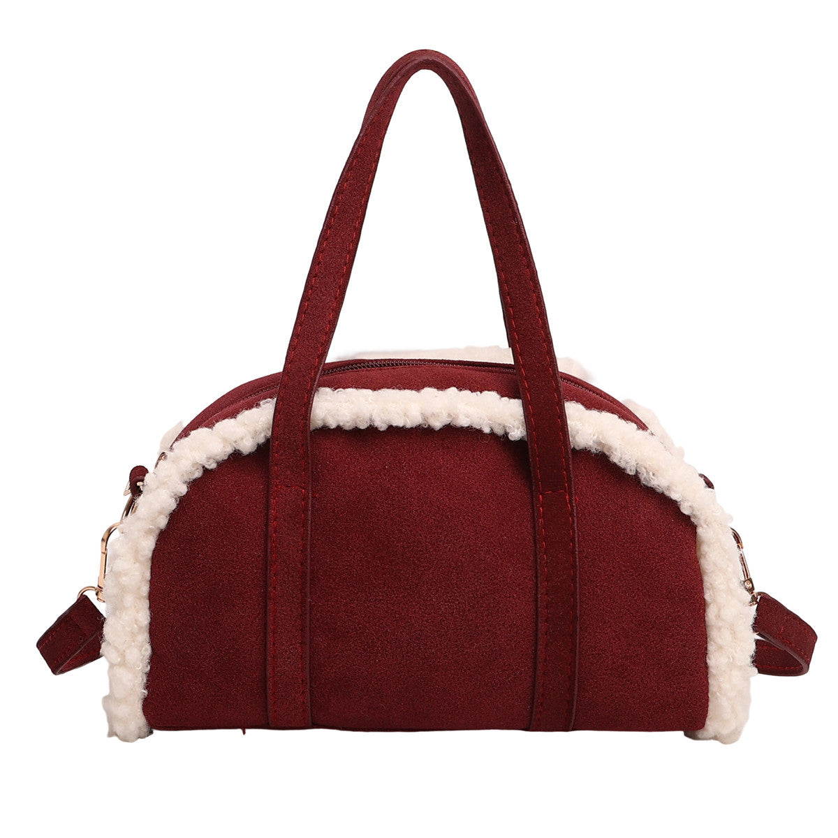 Lamb Wool Patchwork Retro Commuting Fashion Trendy Hand Women's Shoulder Bag