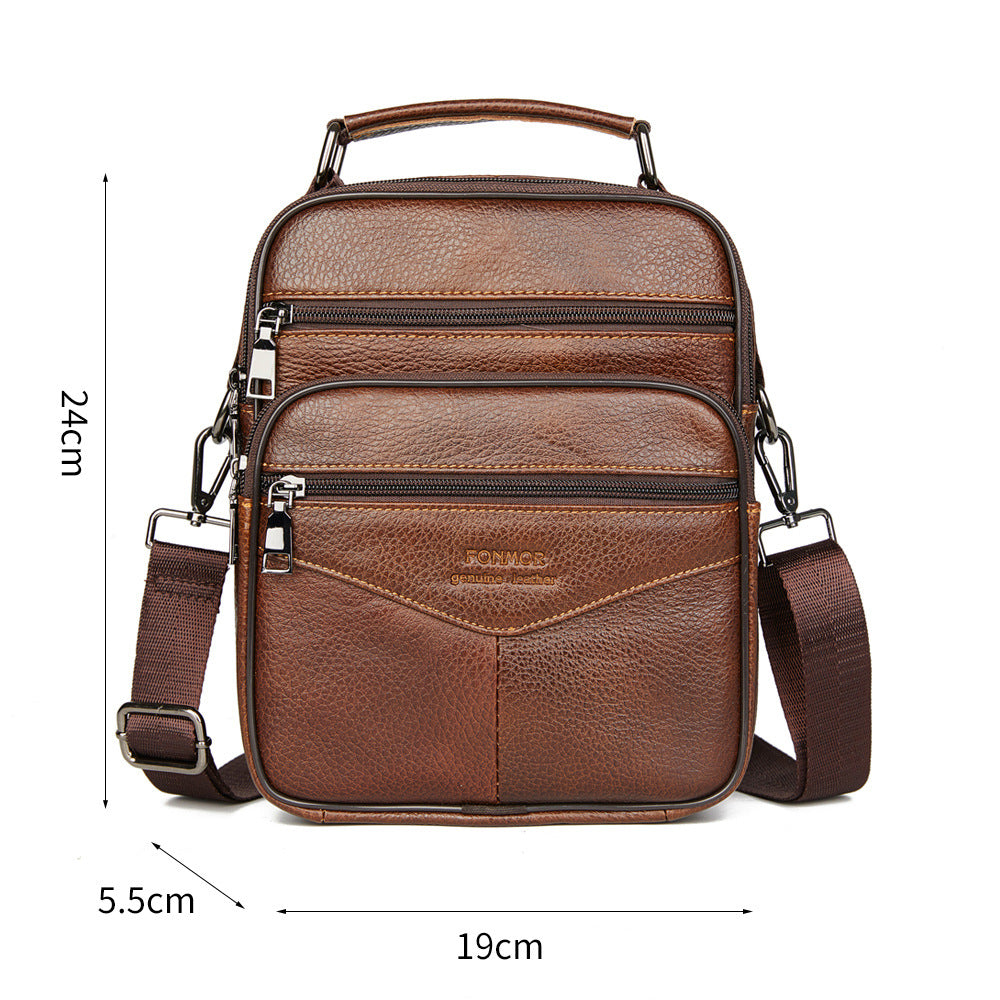 Men's Leather Vertical First Layer Cowhide Business Men's Shoulder Bags