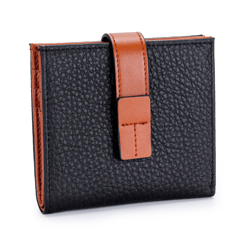 Women's Leather Short Blue Thin Simple Design Ladies Wallets