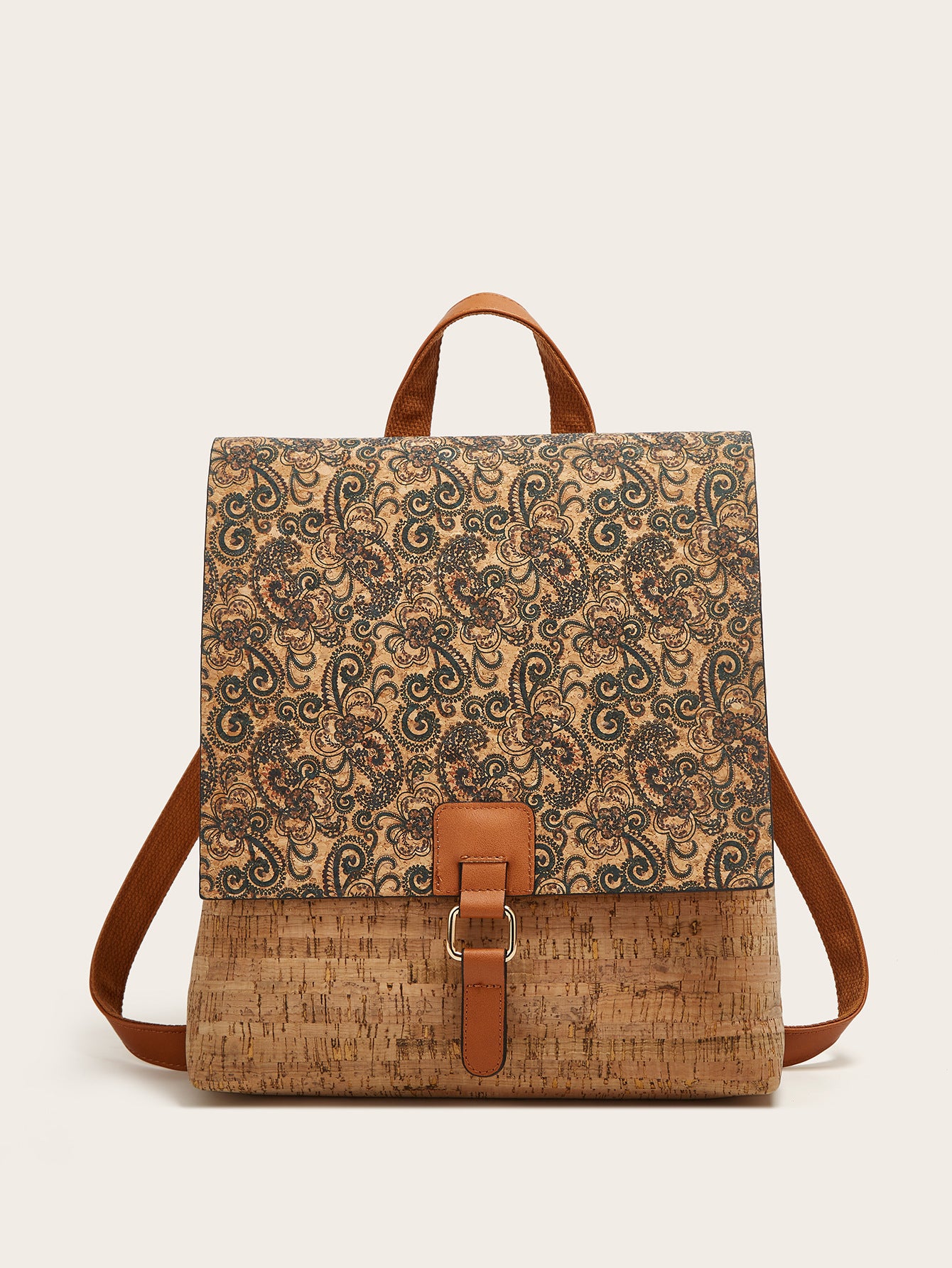 Women's Fashion Vintage Printed Bark Flap Large Backpacks