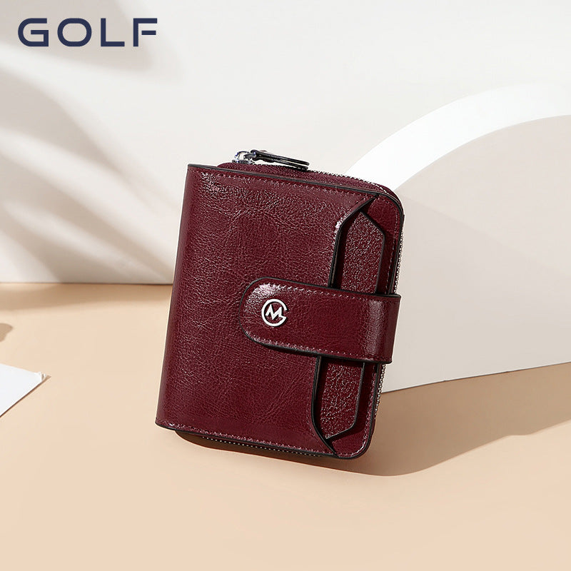 Elegant Women's Fashion Short Cowhide Vintage Card Holder