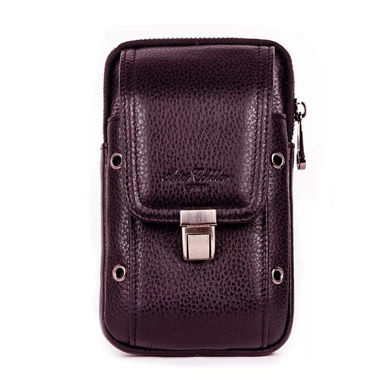 Men's Multifunctional First Layer Cowhide Embossed Iris Phone Bags