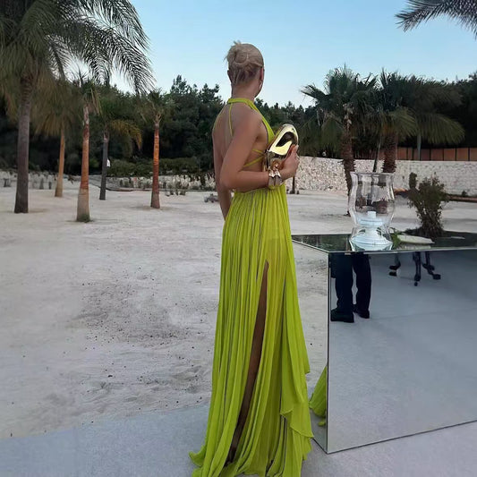 Women's Neck Sleeveless Sexy Backless Beach Maxi Dresses