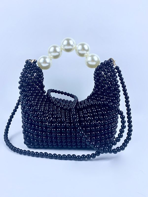 French Retro Hand-woven Large Pearl Elegant Handbags