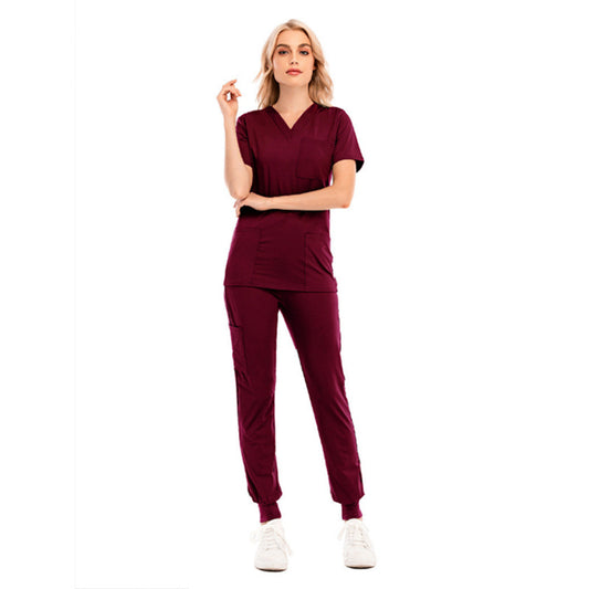 Sports Leisure Solid Color Sleeve Pocket Medical Protective Split Uniform