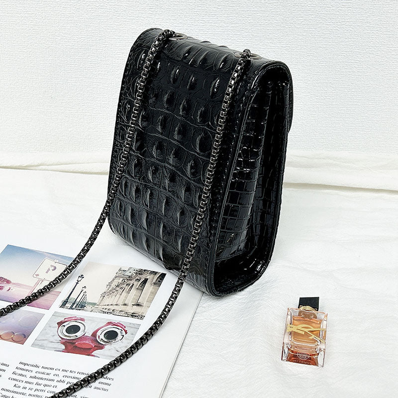 Women's Crocodile Pattern Mobile Mini Chain High Sense Bags