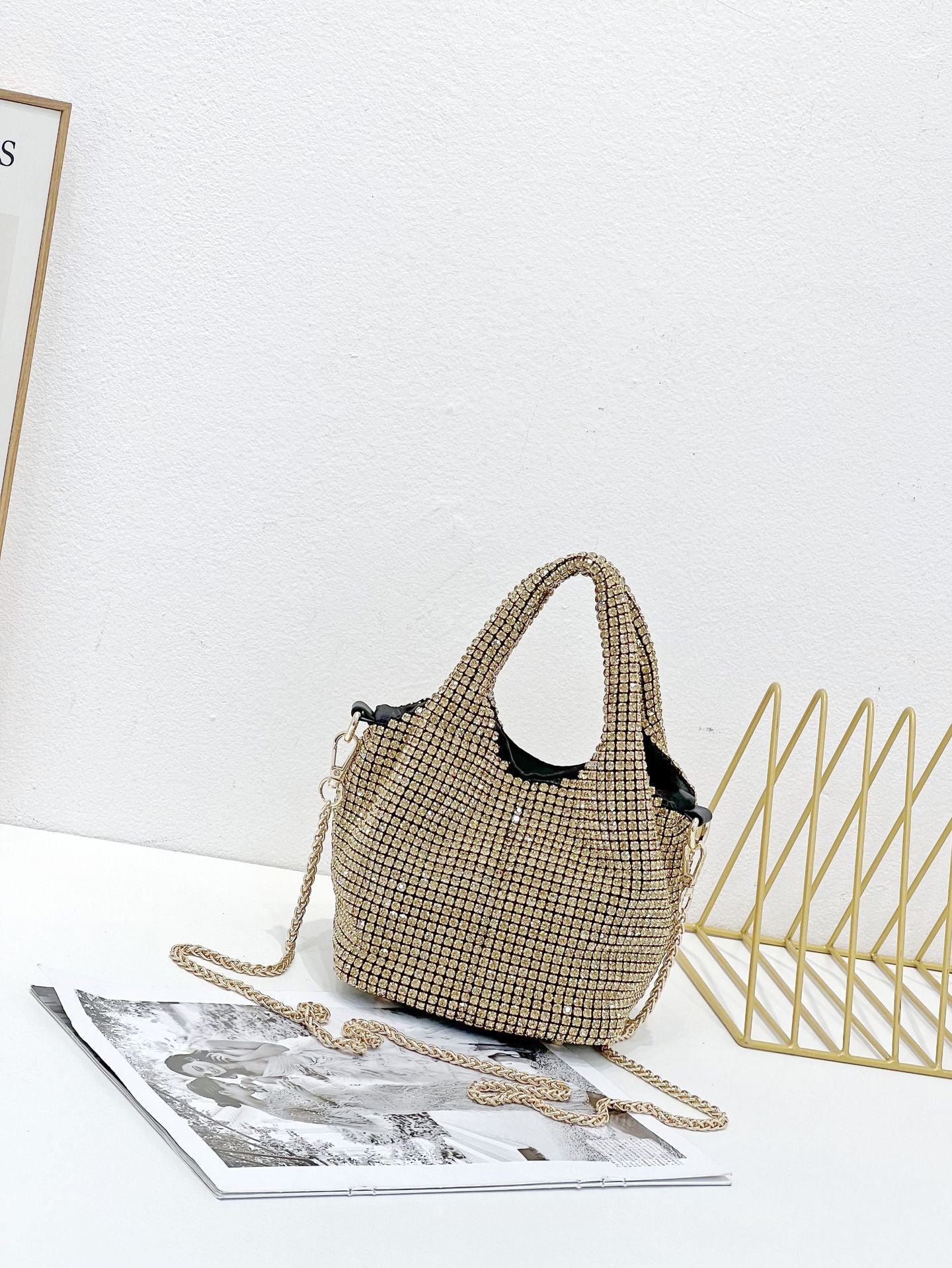 Women's Full Diamond Hot Rhinestone King Dinner Shoulder Bags