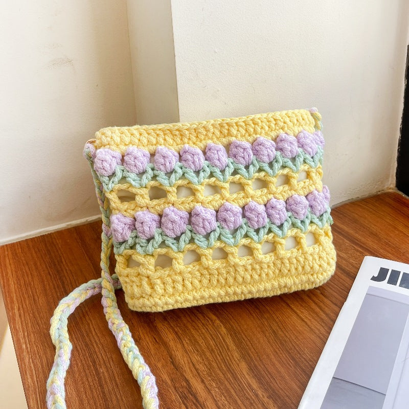 Tulip Hand-woven Material Homemade Summer Dopamine Bags