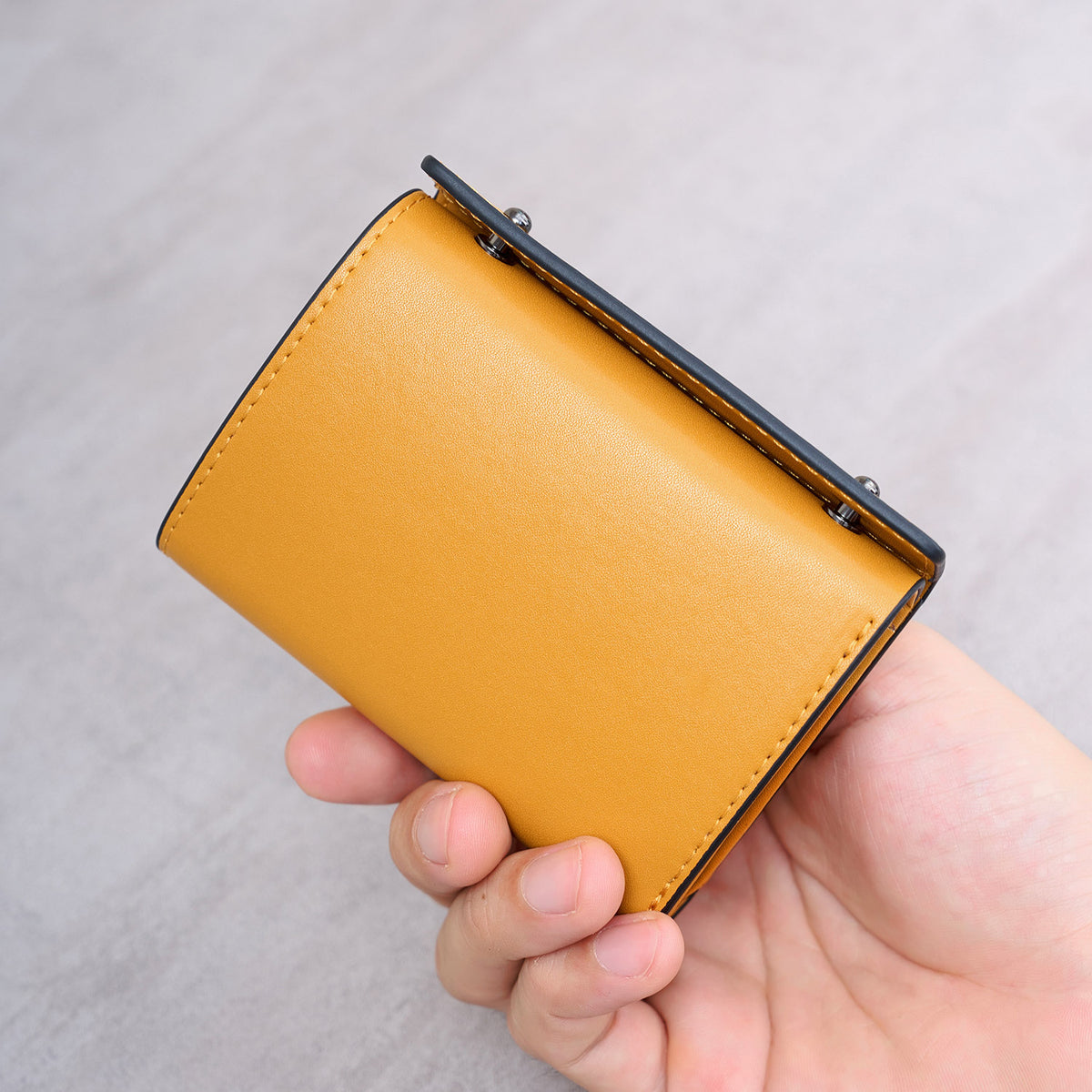 Men's Leather Trifold Multifunctional Business Box Purses