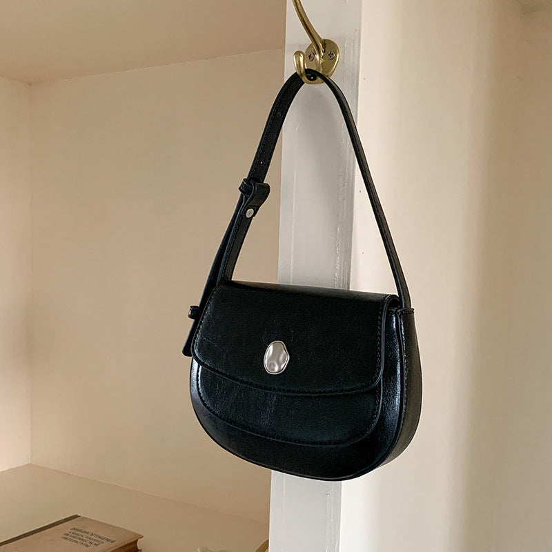 Women's Flip Portable High-grade Solid Color Simple Shoulder Bags