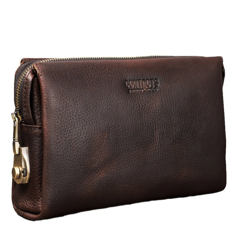 Men's Black Angel First Layer Cattlehide Leather Men's Handbags