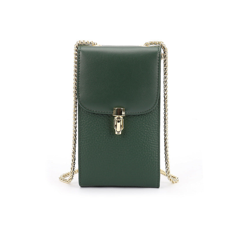 Women's First Layer Cowhide Versatile Chain Leather With Phone Bags