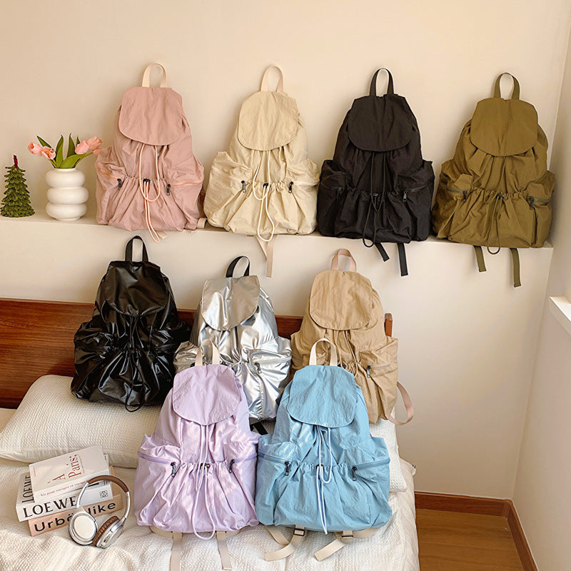 Korean Fashion Pleated Personality Large Capacity Backpacks