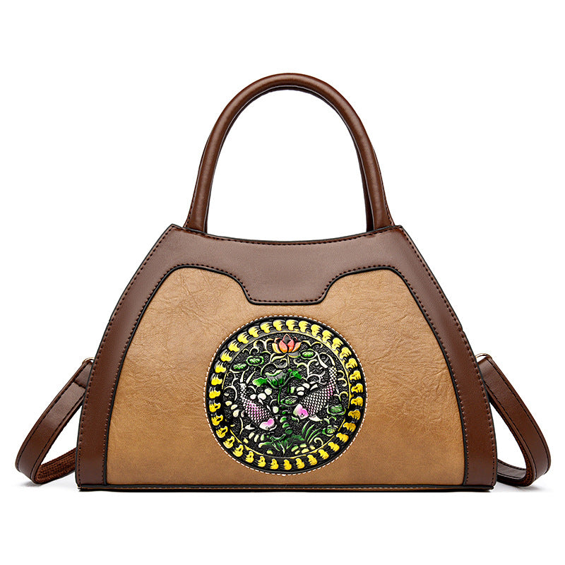 Women's Elegant National Style Soft Leather Mother Handbags