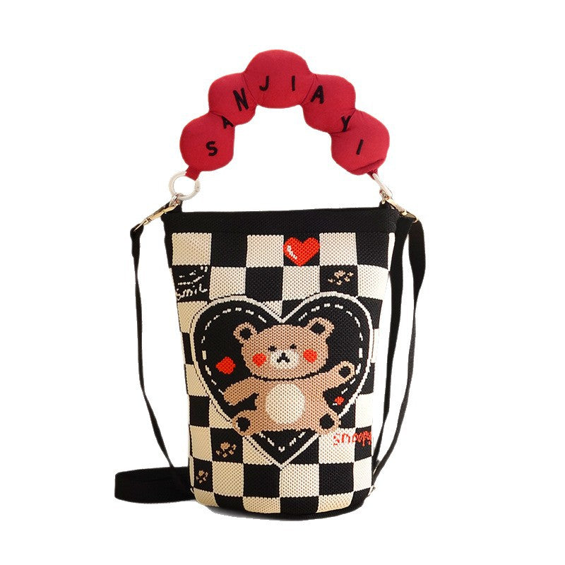 Women's Korean Style Knitted Cute Cartoon Unique Dopamine Flying Women's Handbag