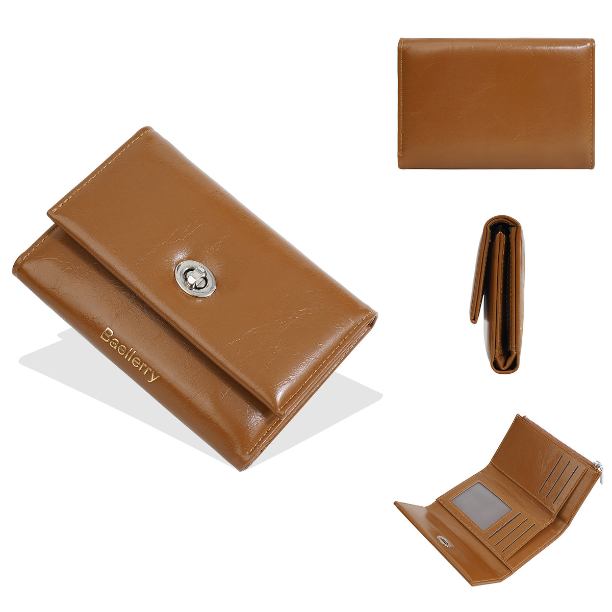 Women's Short High-grade Style Trifold Fashion Zip Ladies Wallet