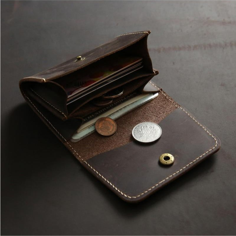 Men's Retro First Layer Cowhide Short Green Bags