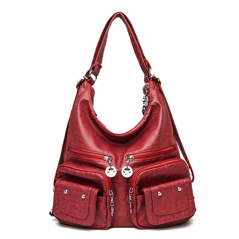 Women's Korean Style Fashionable Mature Soft Leather Shoulder Bags