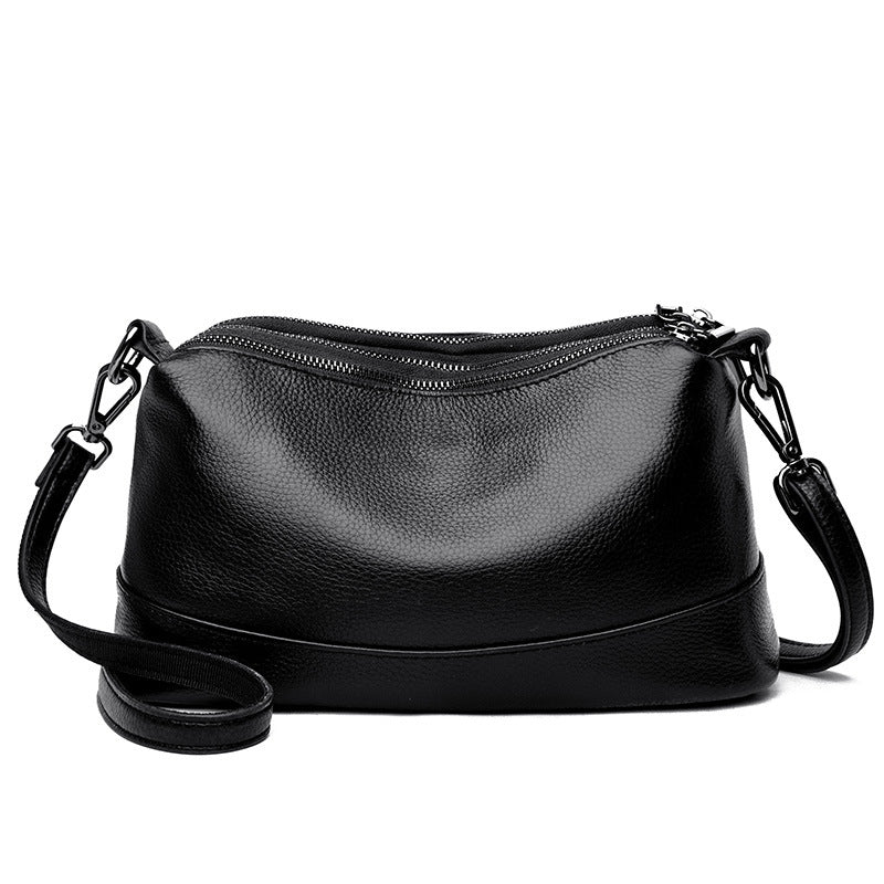 Women's Leather Zipper Light Luxury Simplicity Top Layer Cowhide Crossbody Bags