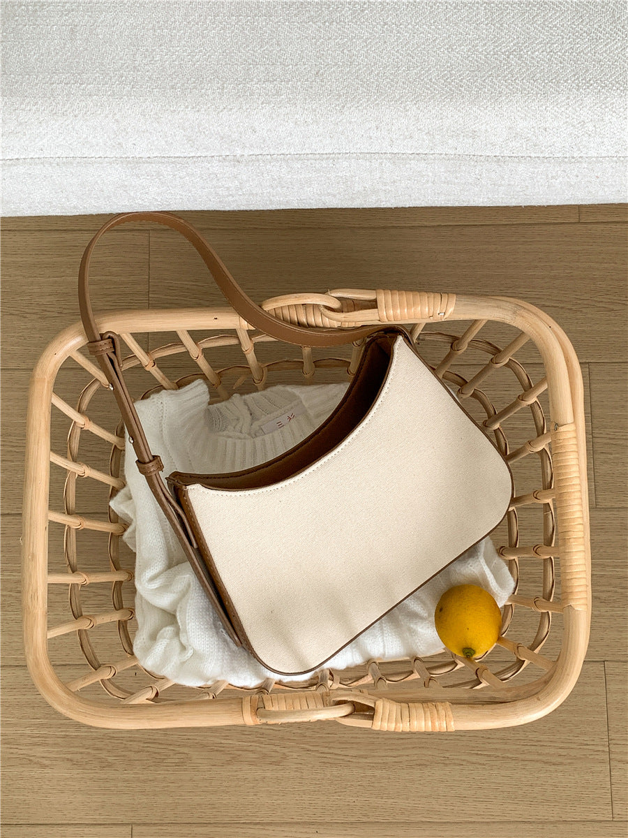 Women's Fashion Portable Underarm High-grade Leather Stitching Shoulder Bags