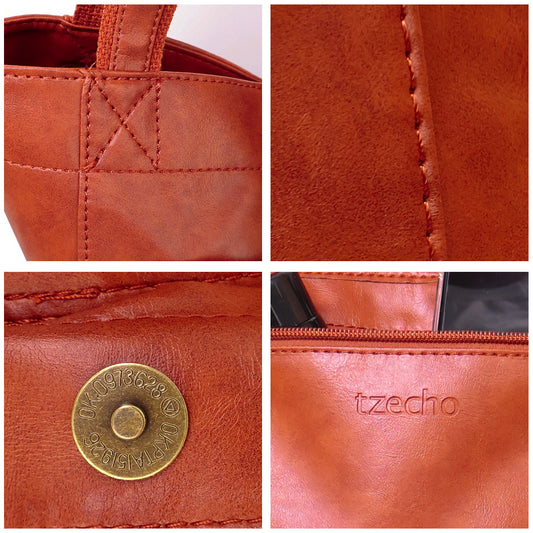 Leather Color Large Capacity Totes Retro Tote Bags