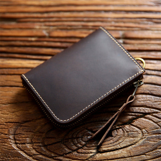 Men's Retro First Layer Cowhide Crazy Horse Leather Men's Wallets