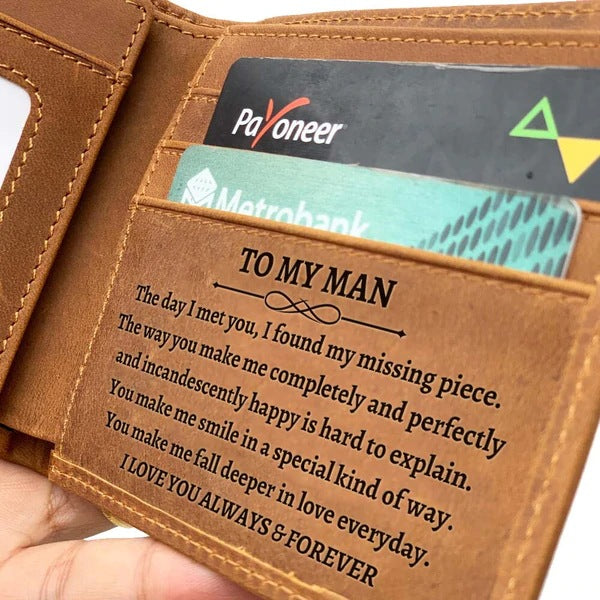Men's Retro Crazy Horse Leather Genuine Laser Men's Wallets