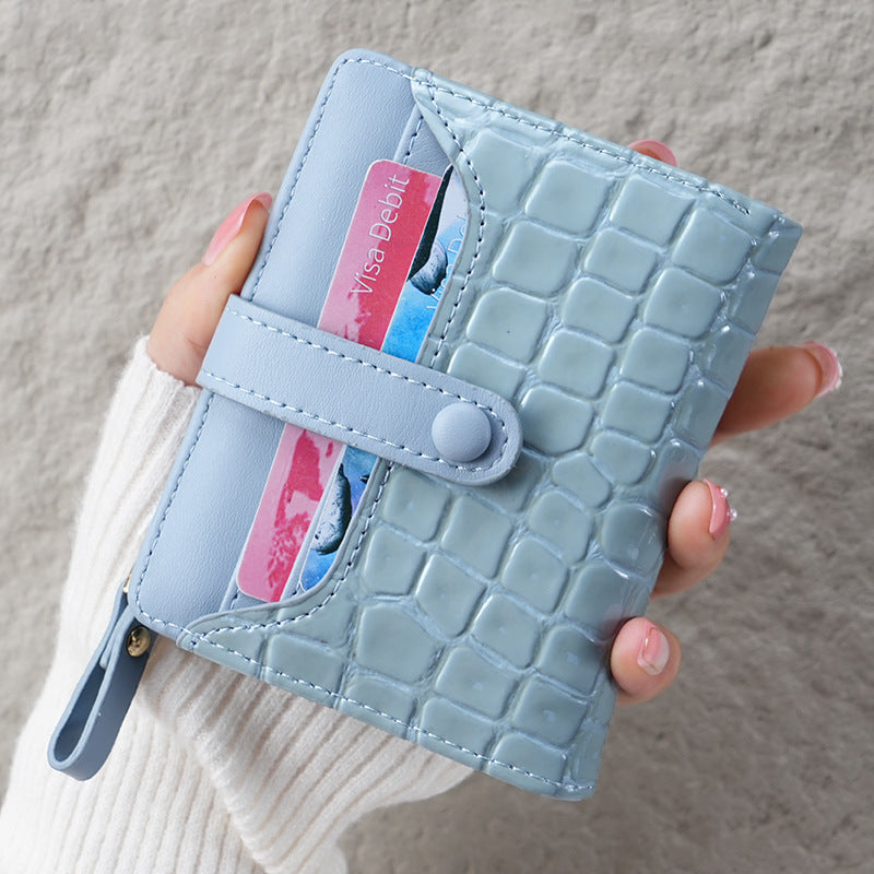 Women's Stone Crocodile Short Korean Style Zipper Ladies Wallet
