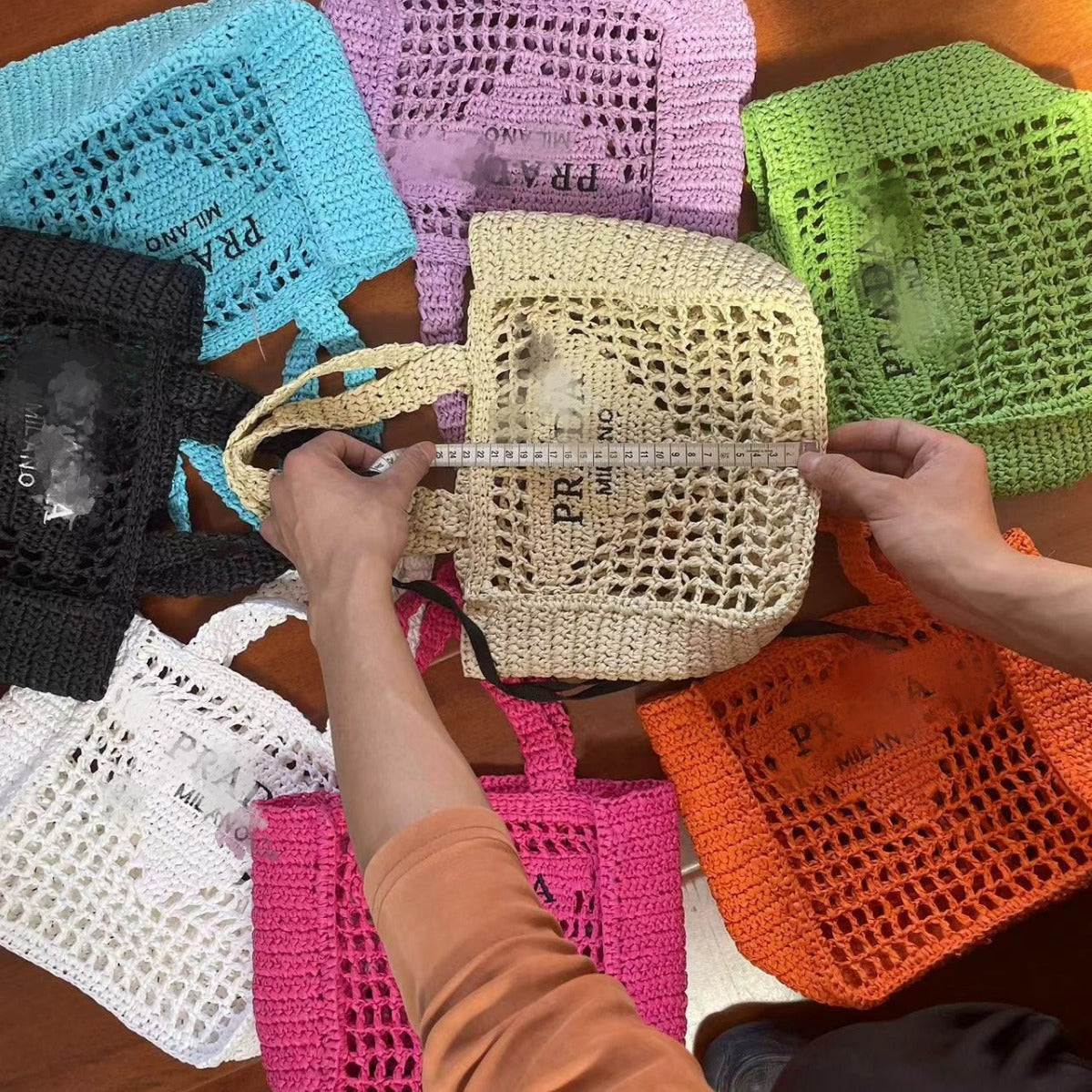 Grass Paper String Encryption Hand-woven Lan Handbags