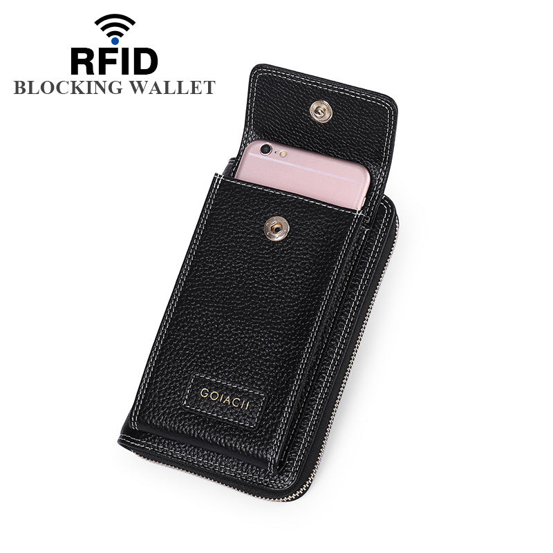 Women's Leather Vertical Cowhide Change Cell Shoulder Bags