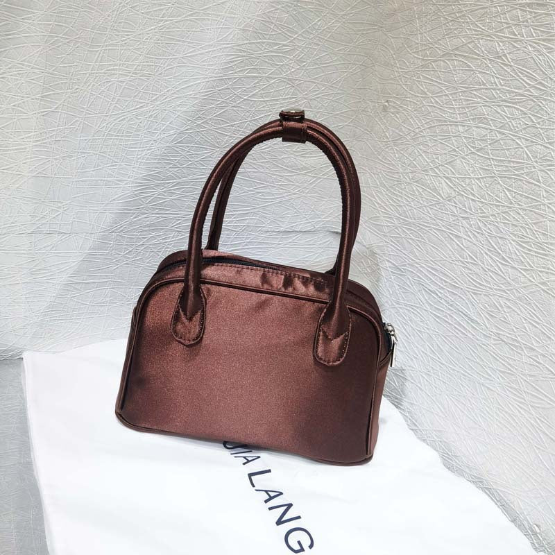 Niche Satin Pink Ballet Style Bowling Handbags