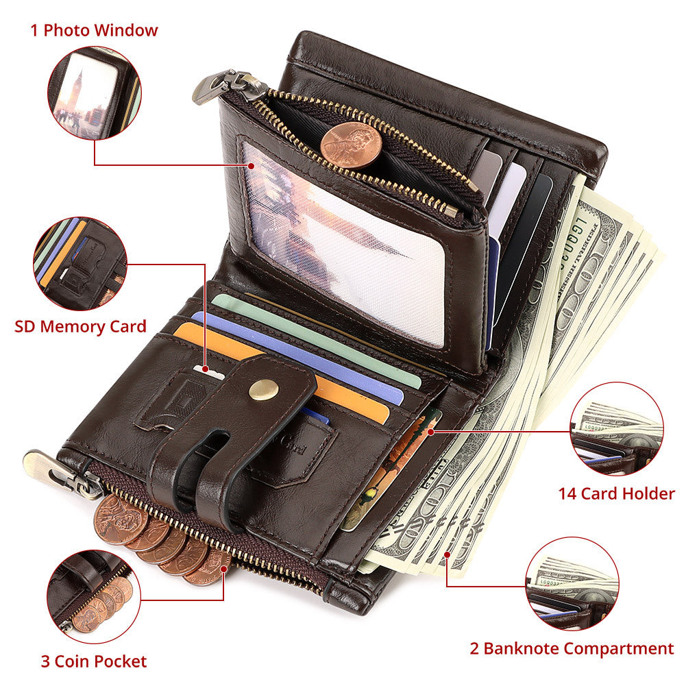 Short Leather First Layer Cowhide Usd Men's Wallets