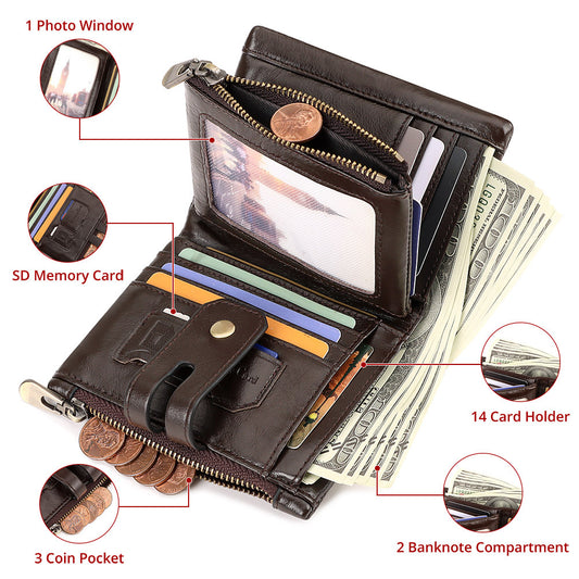 Short Leather First Layer Cowhide Usd Men's Wallets