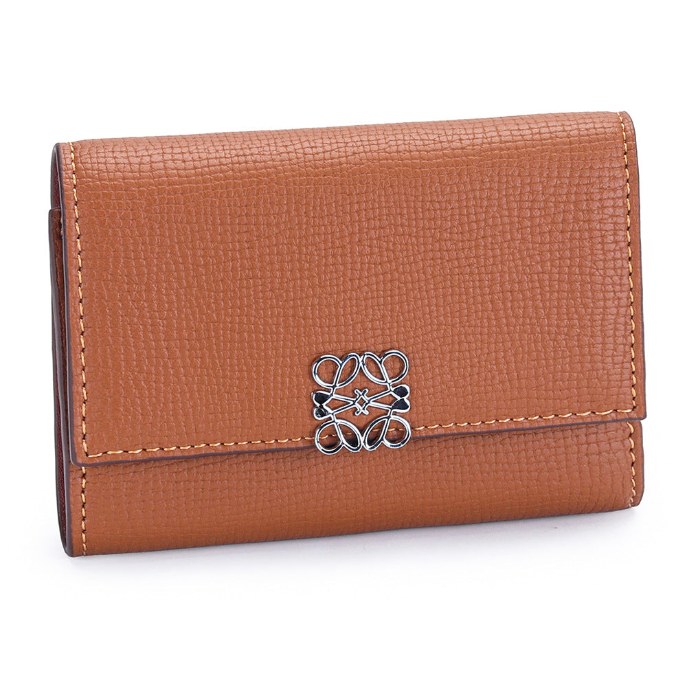 Women's Leather Short Stylish Versatile Folding Multiple Ladies Wallet