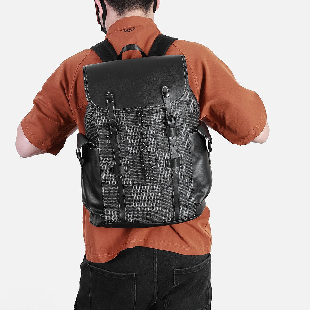 Men's Fashion Plaid Trendy Large Capacity College Backpacks