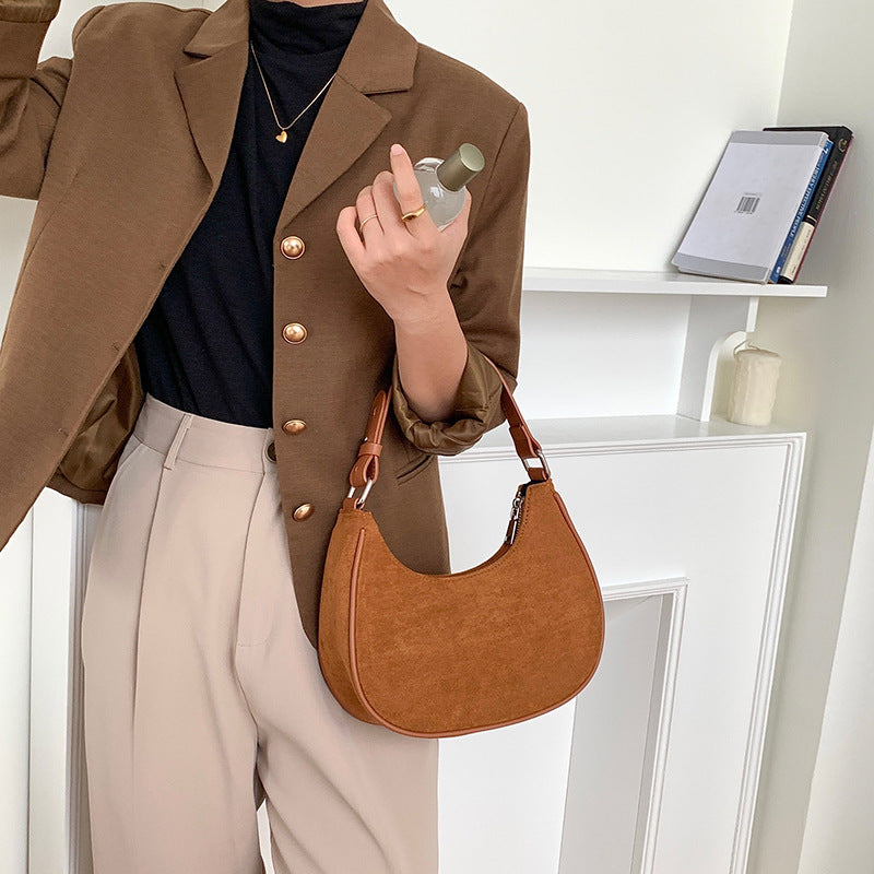 Women's Faux Suede Portable Selenodont Minority Vintage Handbags