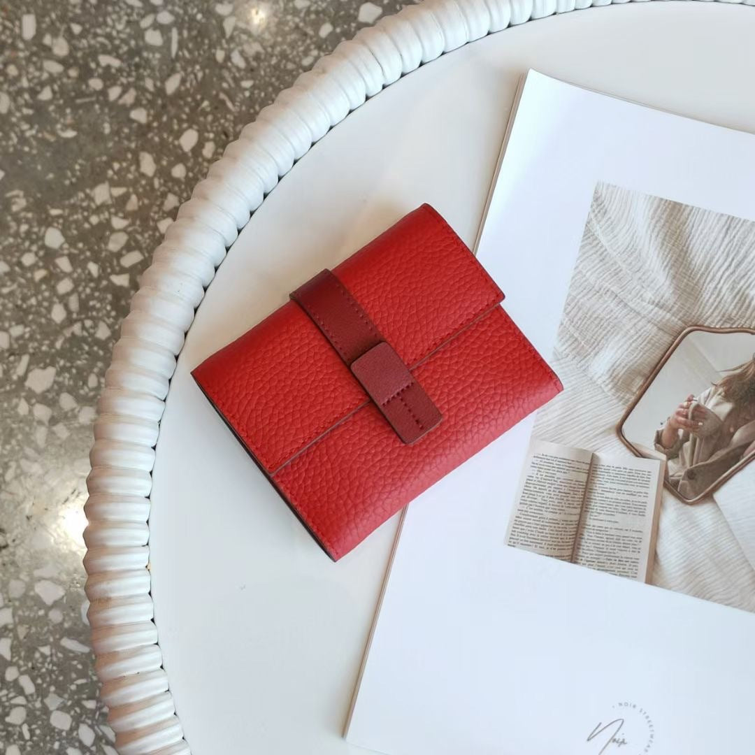 Korean Style Color Matching Top Layer Ladies Wallets