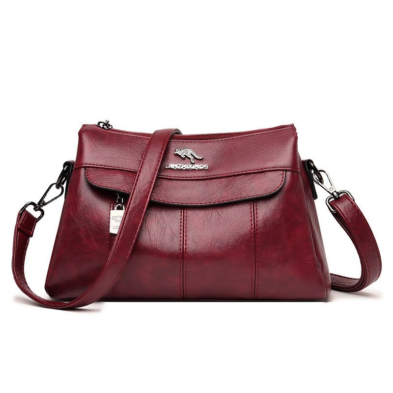 Women's Fashion Solid Color Soft Leather Large Shoulder Bags