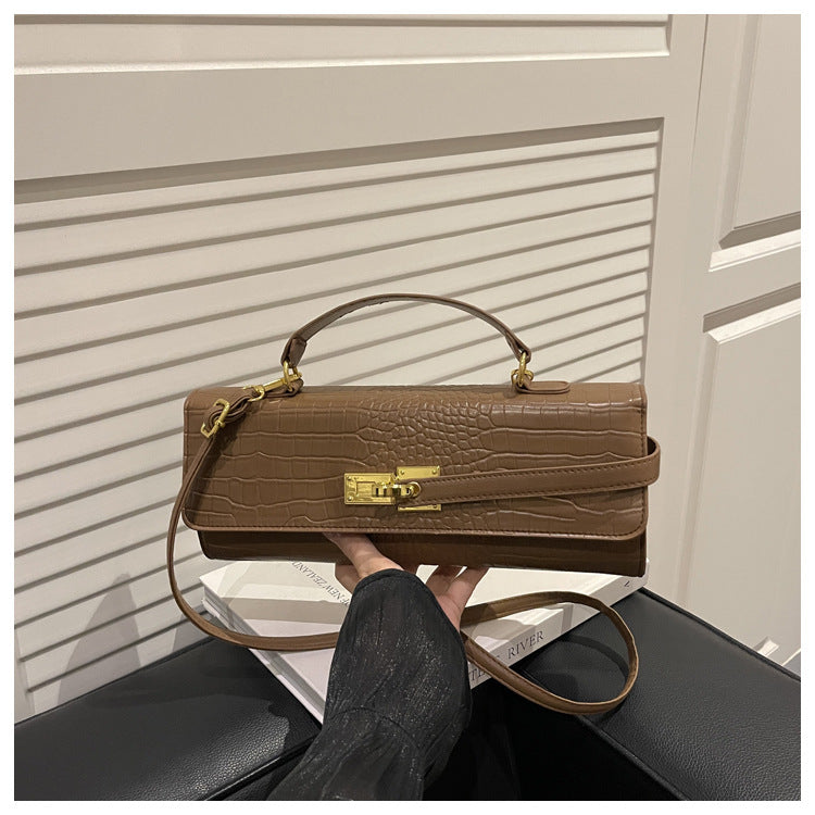 Women's Solid Color Retro Large Capacity Korean Lock