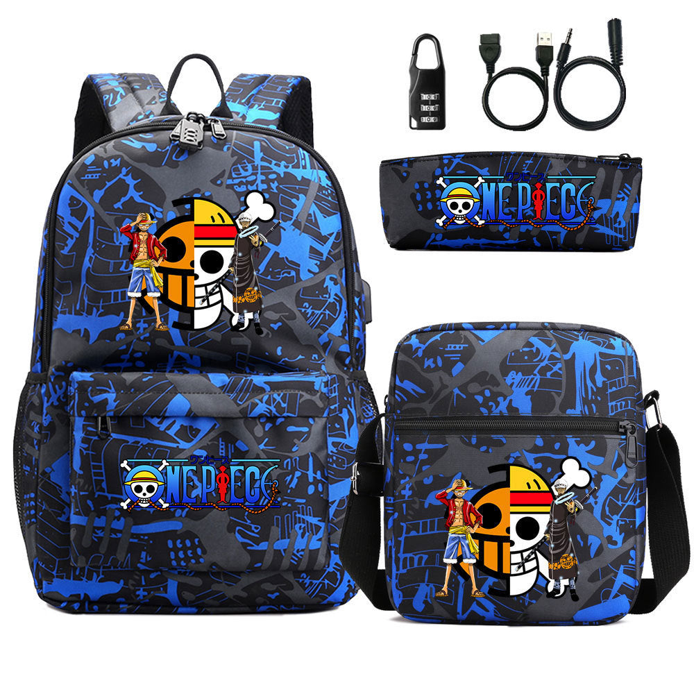 Women's & Men's & Cartoon One Piece Password Pencil Middle School Students' Schoolbags