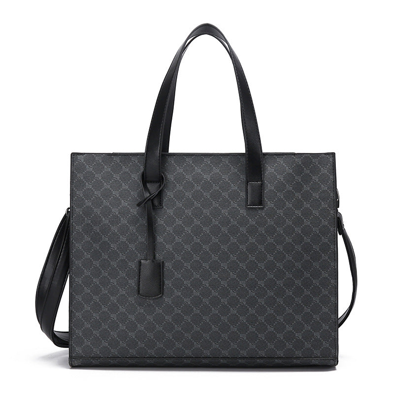 Women's & Men's & Korean Horizontal Business Leather Zipper Men's Handbags