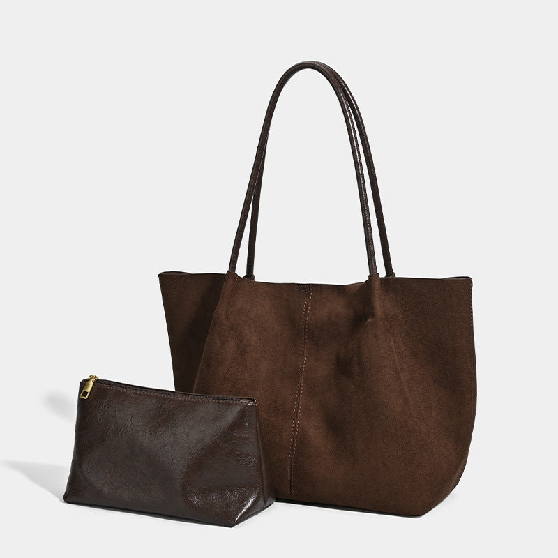 Fashion Large Capacity Vintage Suede Leisure Commute Women's Shoulder Bag