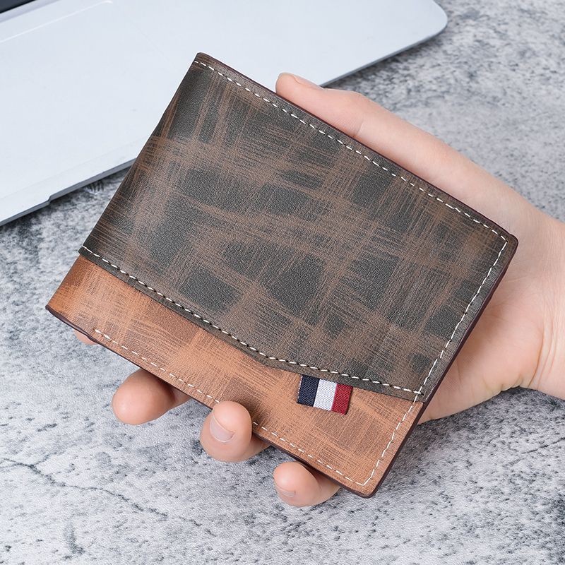 Men's Hinge Short Retro Fashion Frosted Multiple Slots Large Men's Wallet
